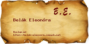 Belák Eleonóra névjegykártya